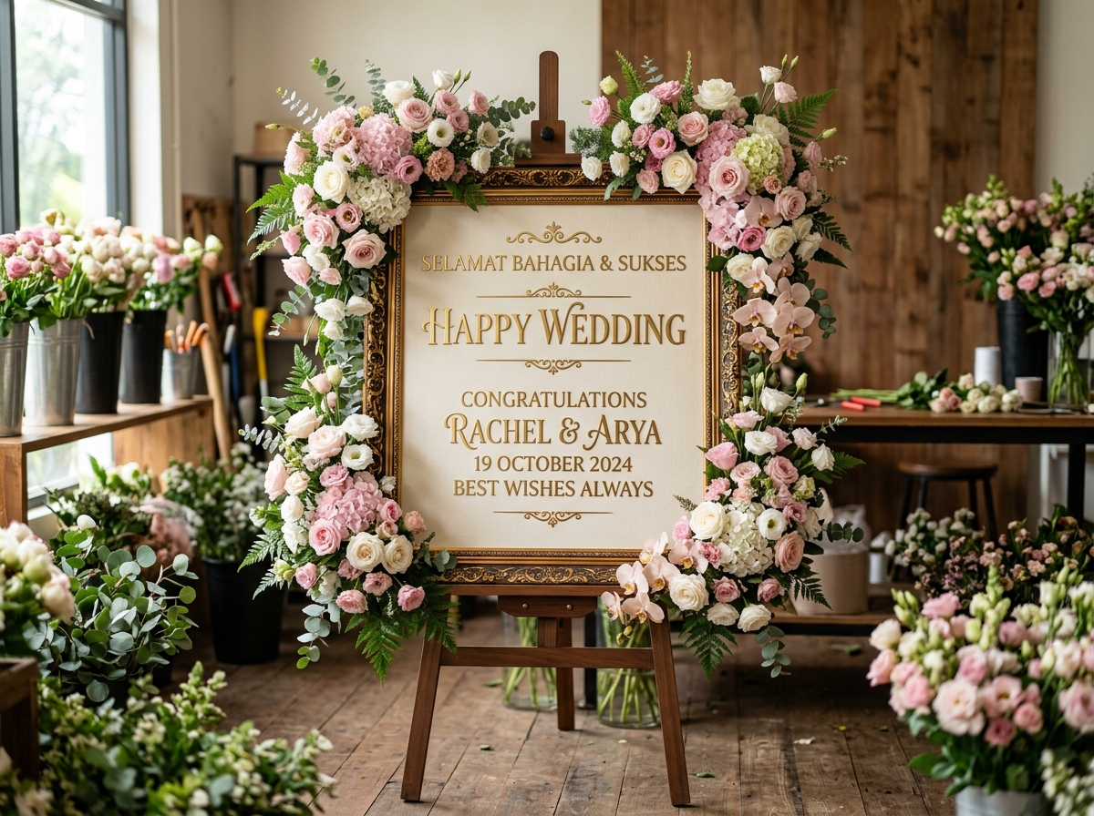 Papan Bunga Royal Blossom - Happy Wedding