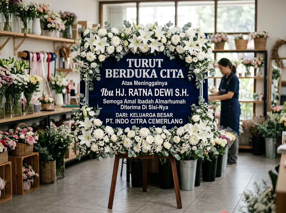 Papan Bunga Serene White - Turut Berduka Cita