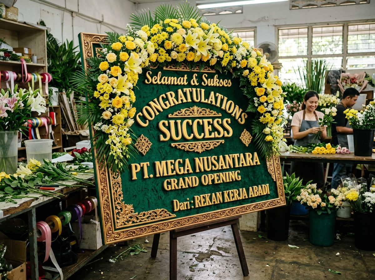 Papan Bunga Premium Crest - Congratulations